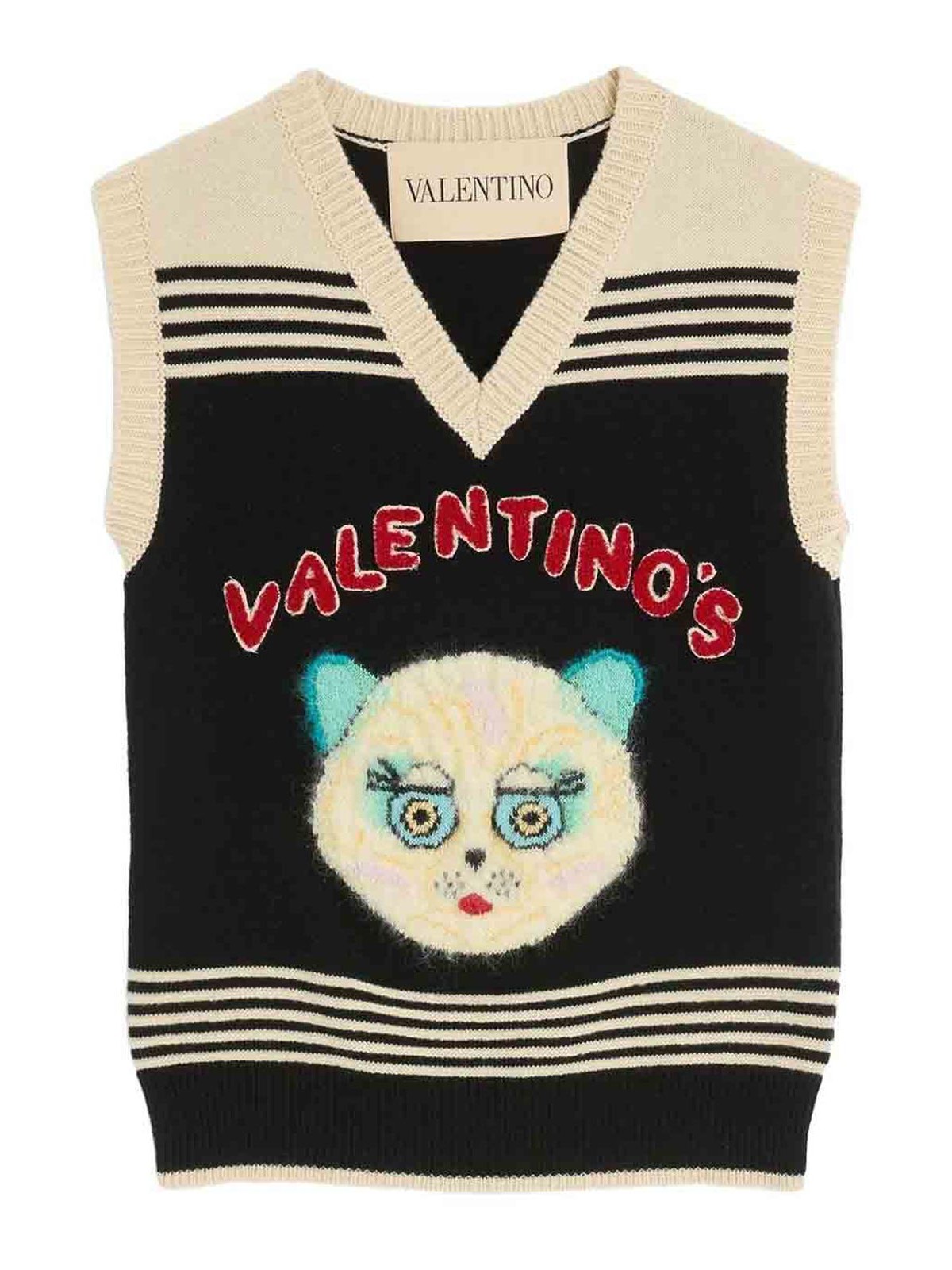 Valentino Le Chat De La Maison Wool Vest In Black