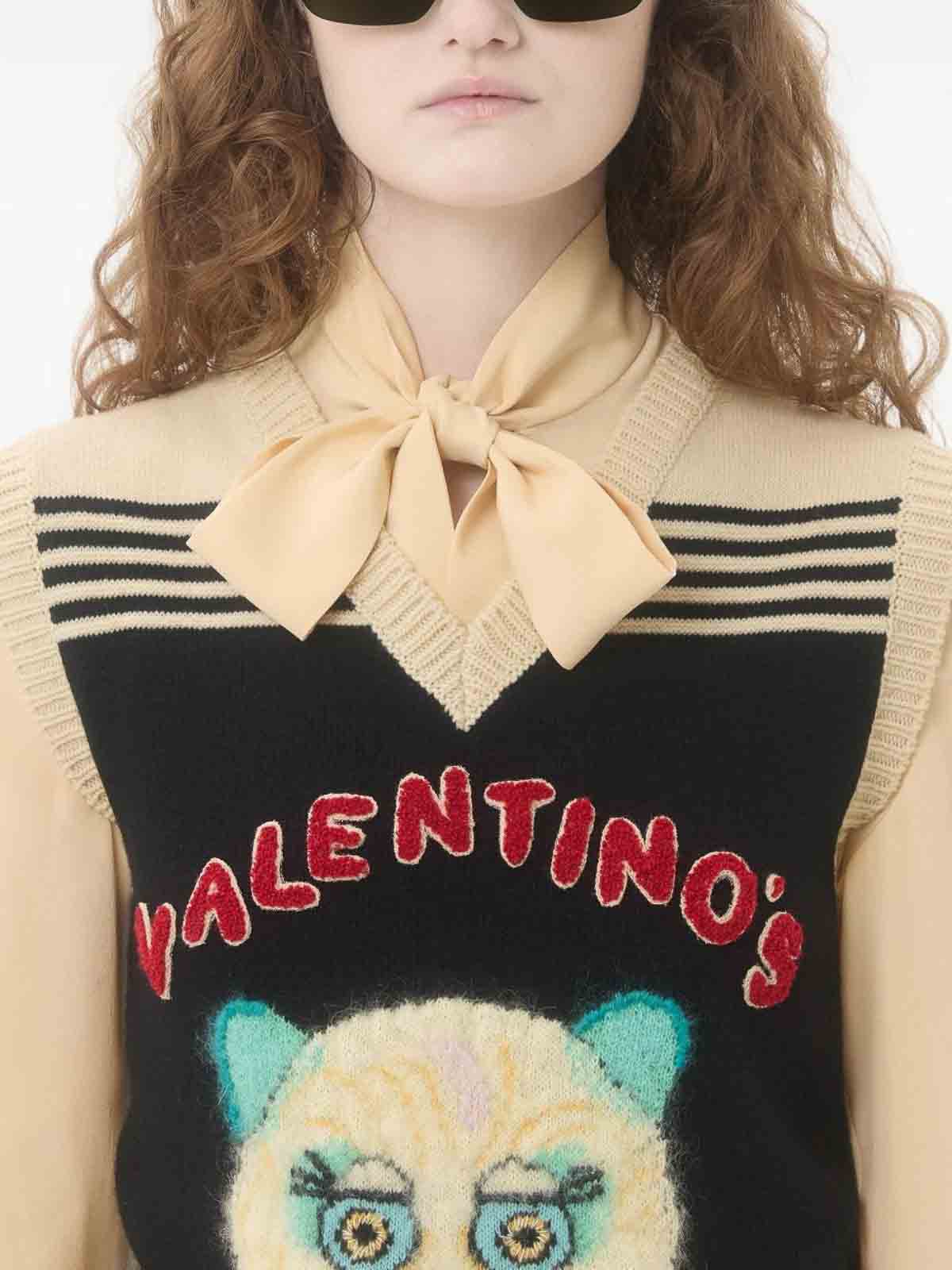 Valentino Le Chat De La Maison Wool Vest In Black