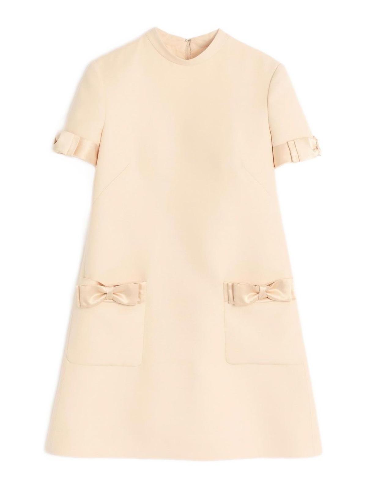Valentino Wool And Silk Short Dress In Sand