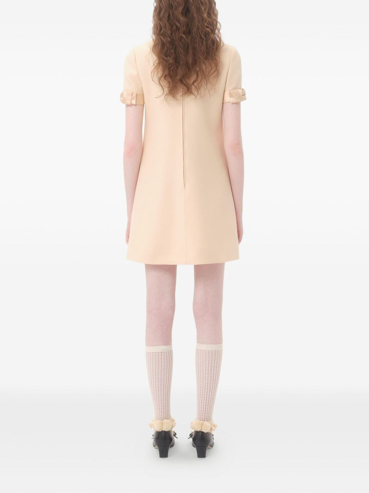 Valentino Wool And Silk Short Dress In Sand