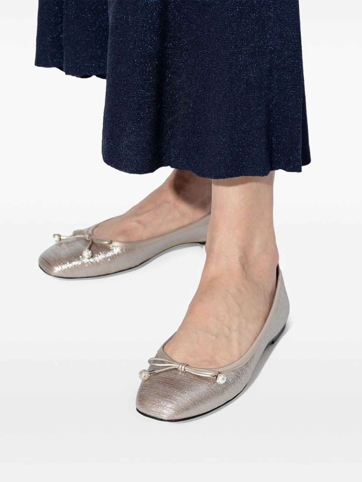 Jimmy Choo Women Elme Flat Leather Ballet Flats In Silver