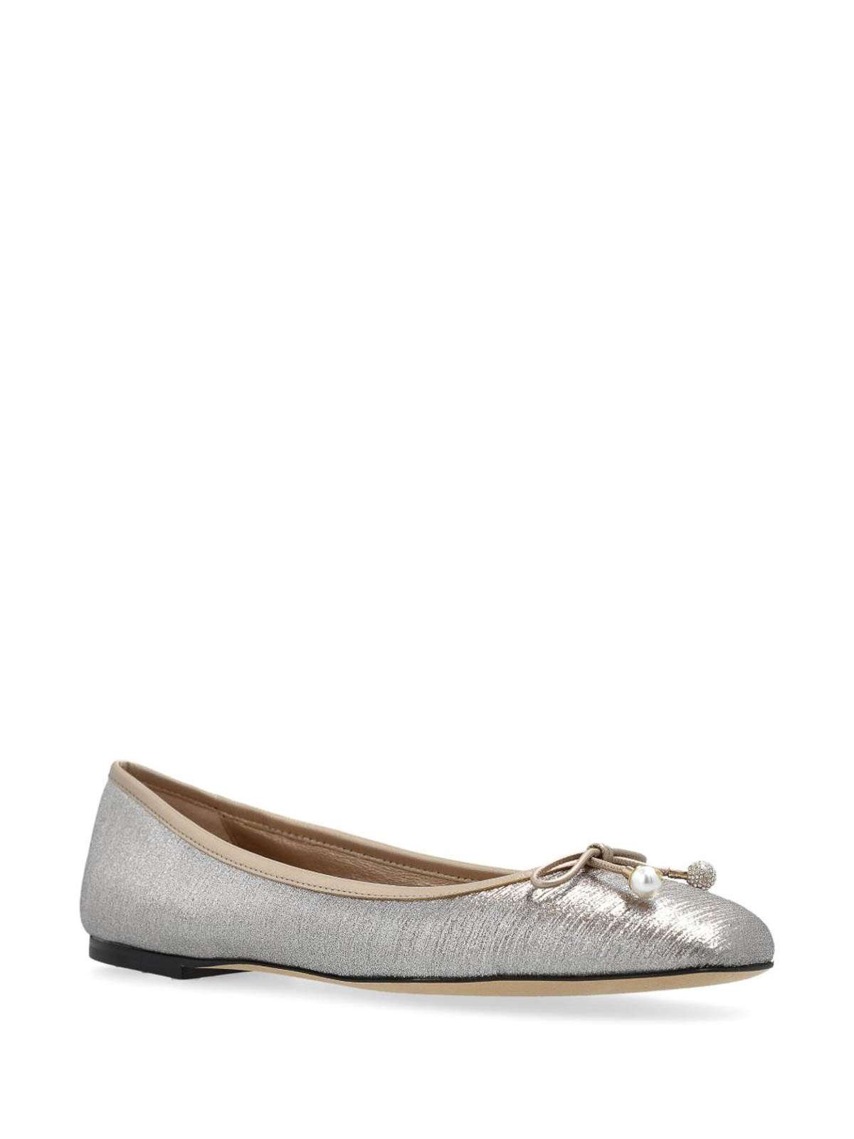 Jimmy Choo Women Elme Flat Leather Ballet Flats In Silver