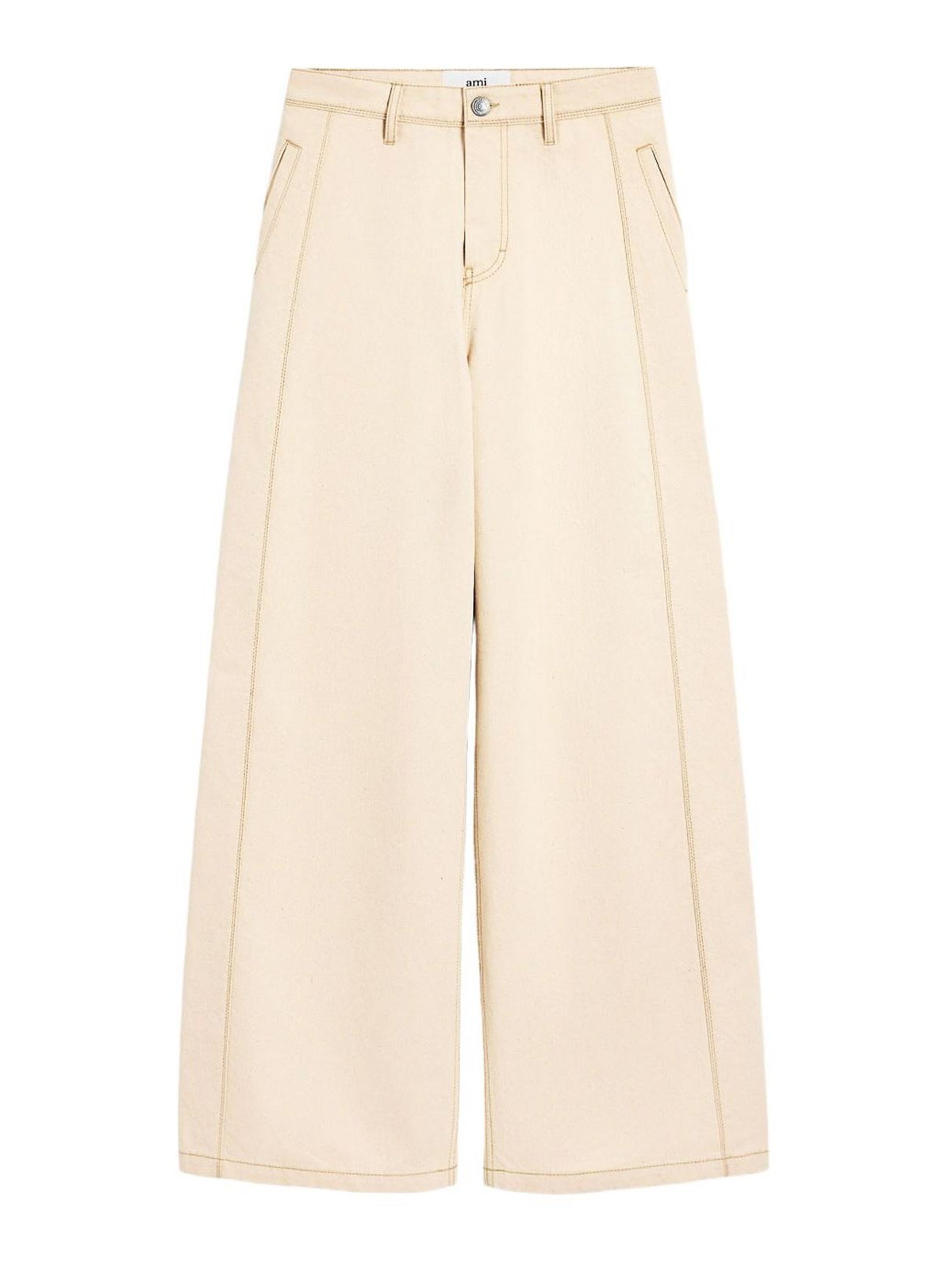 Ami Alexandre Mattiussi Super Wide Denim Jeans In Sand