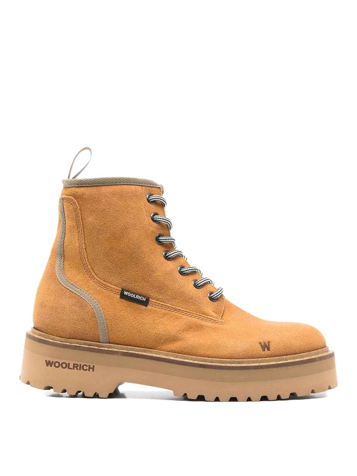 Woolrich Round Toe Lace Up Platform Boots In Orange