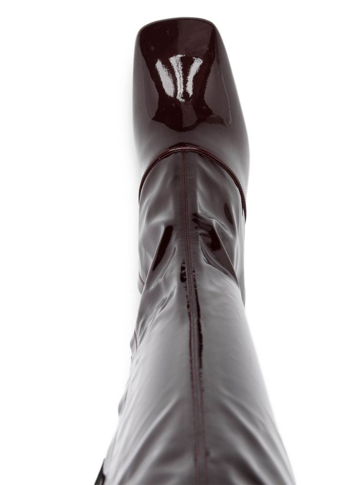 Chloé Janis High Heels Boots In Black Patent Leather In Burgundy