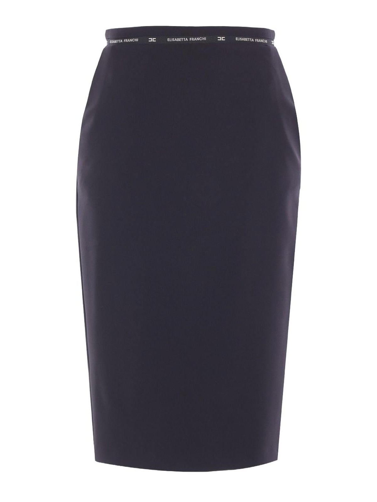 Elisabetta Franchi Skirt In Crpe Fabric With Logo Ribbon In Black