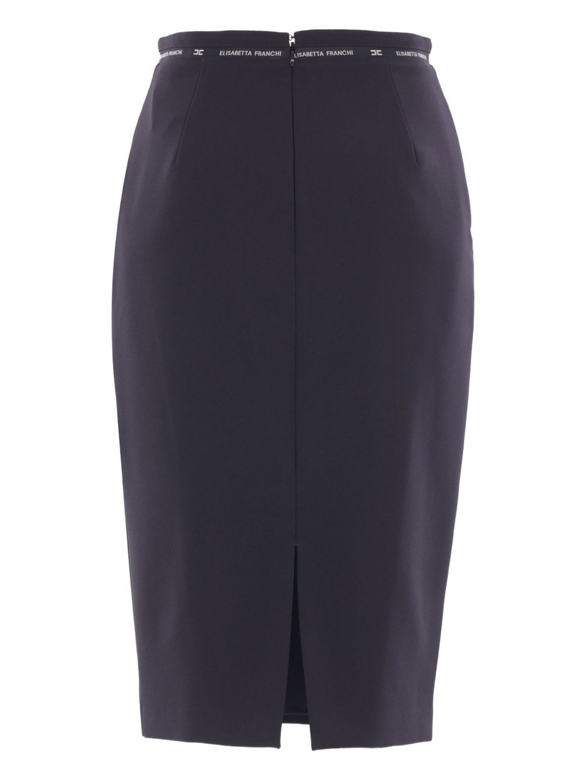 Elisabetta Franchi Skirt In Crpe Fabric With Logo Ribbon In Black