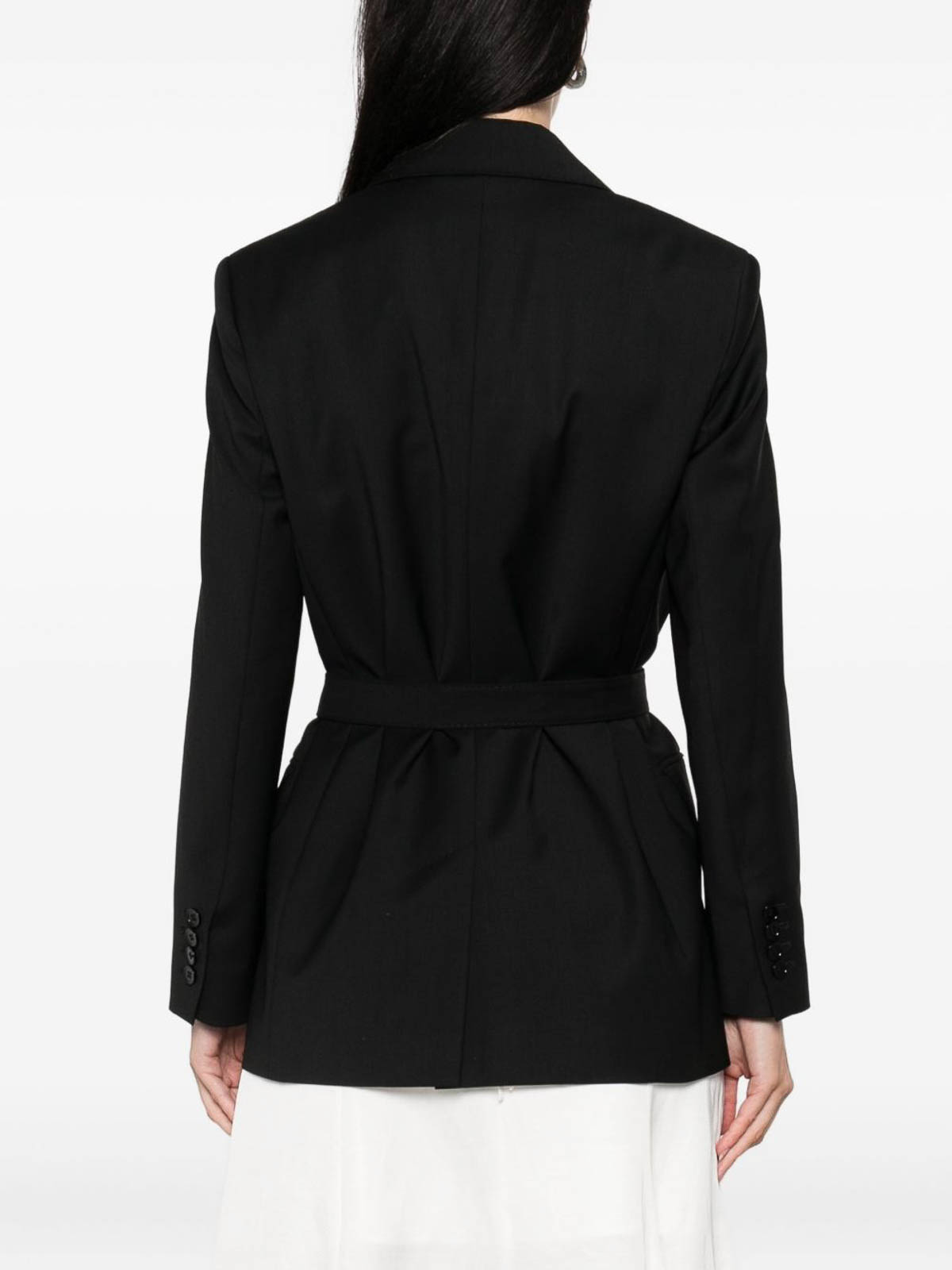 Max Mara Belted Jacket With Flap Pockets And Lapels In Black