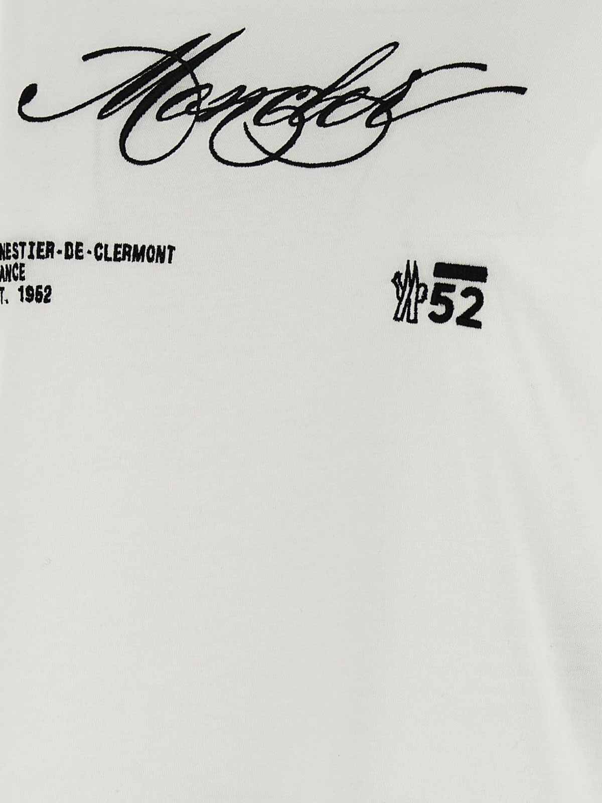 Moncler Cotton T-shirt With Embroidered Cursive Logo In White