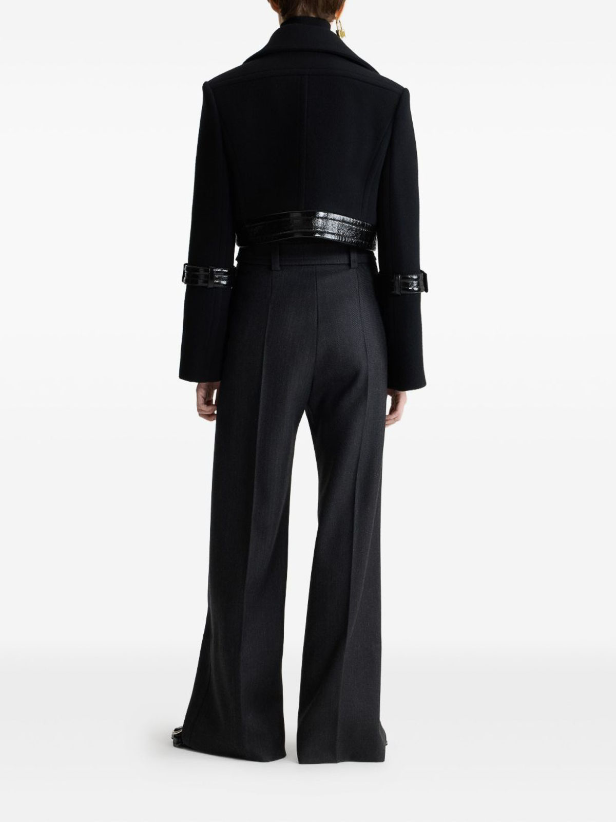 Patou Cropped Lock Jacket In Sustainable Wool Blend In Black