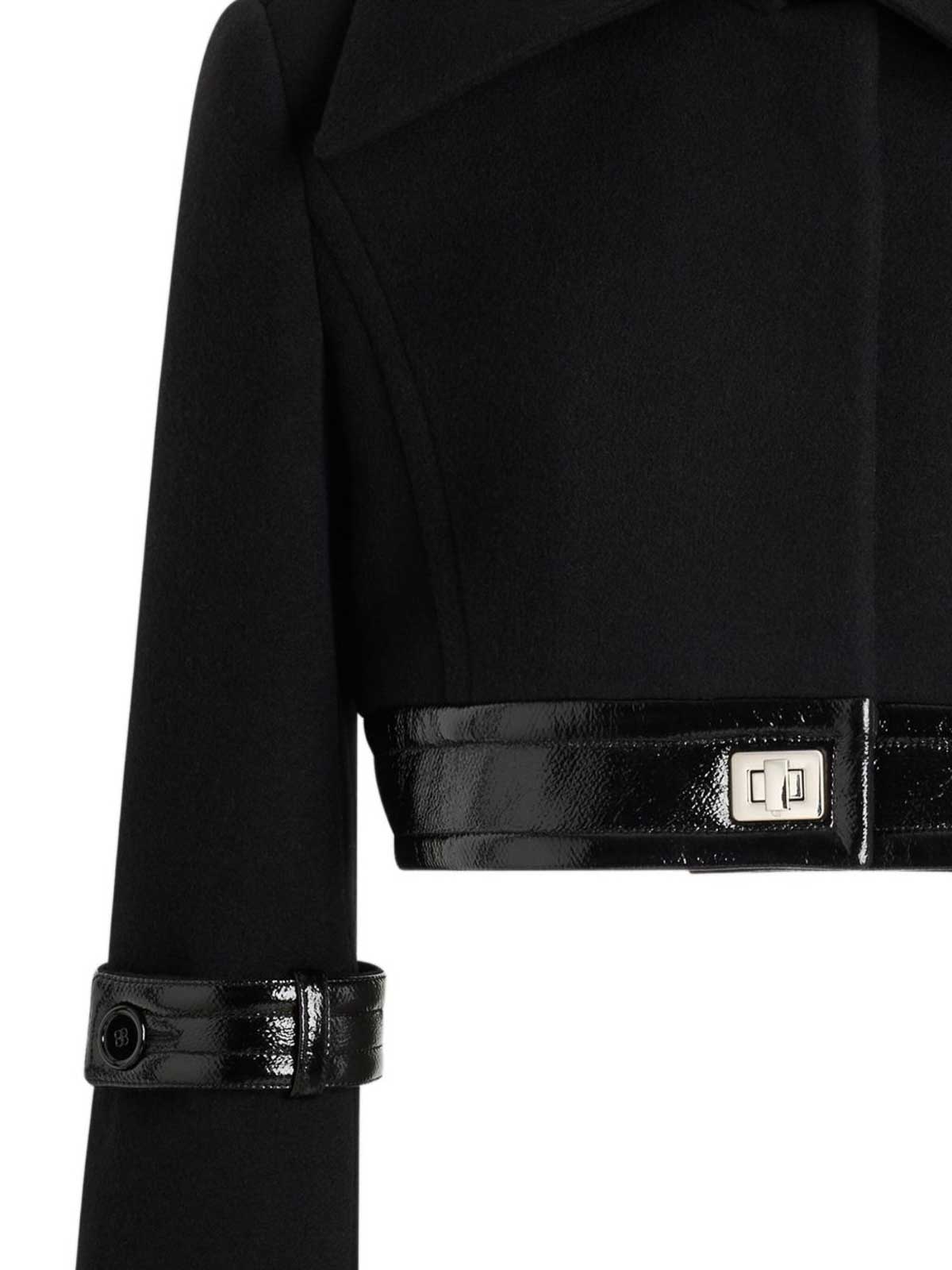 Patou Cropped Lock Jacket In Sustainable Wool Blend In Black