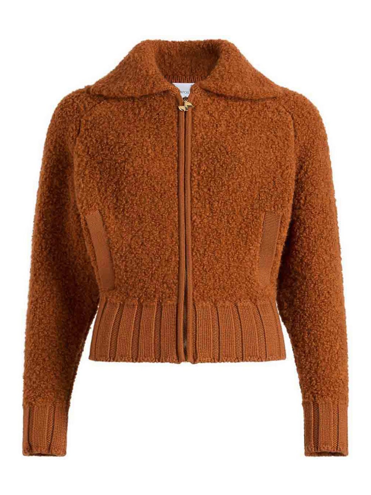 Patou Boucl Bomber Jacket In Wool And Alpaca Blend In Orange