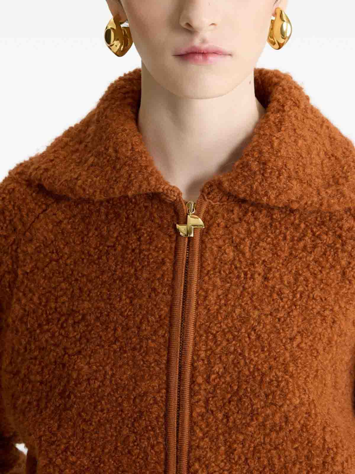 Patou Boucl Bomber Jacket In Wool And Alpaca Blend In Orange