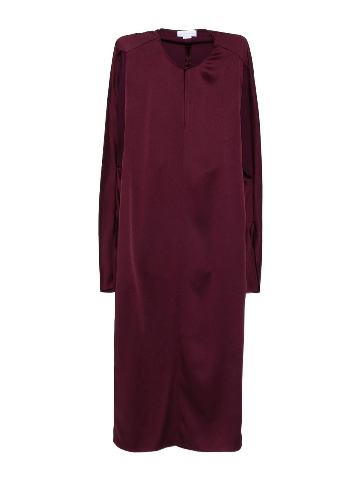 Stella Mccartney Cape-sleeve Cut-out Satin Midi Dress In Burgundy