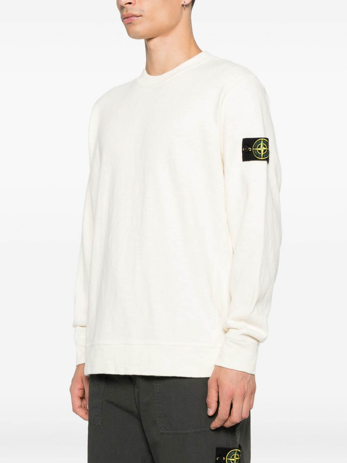 Stone Island Vanis Brushed Heavy Cotton Jersey In White