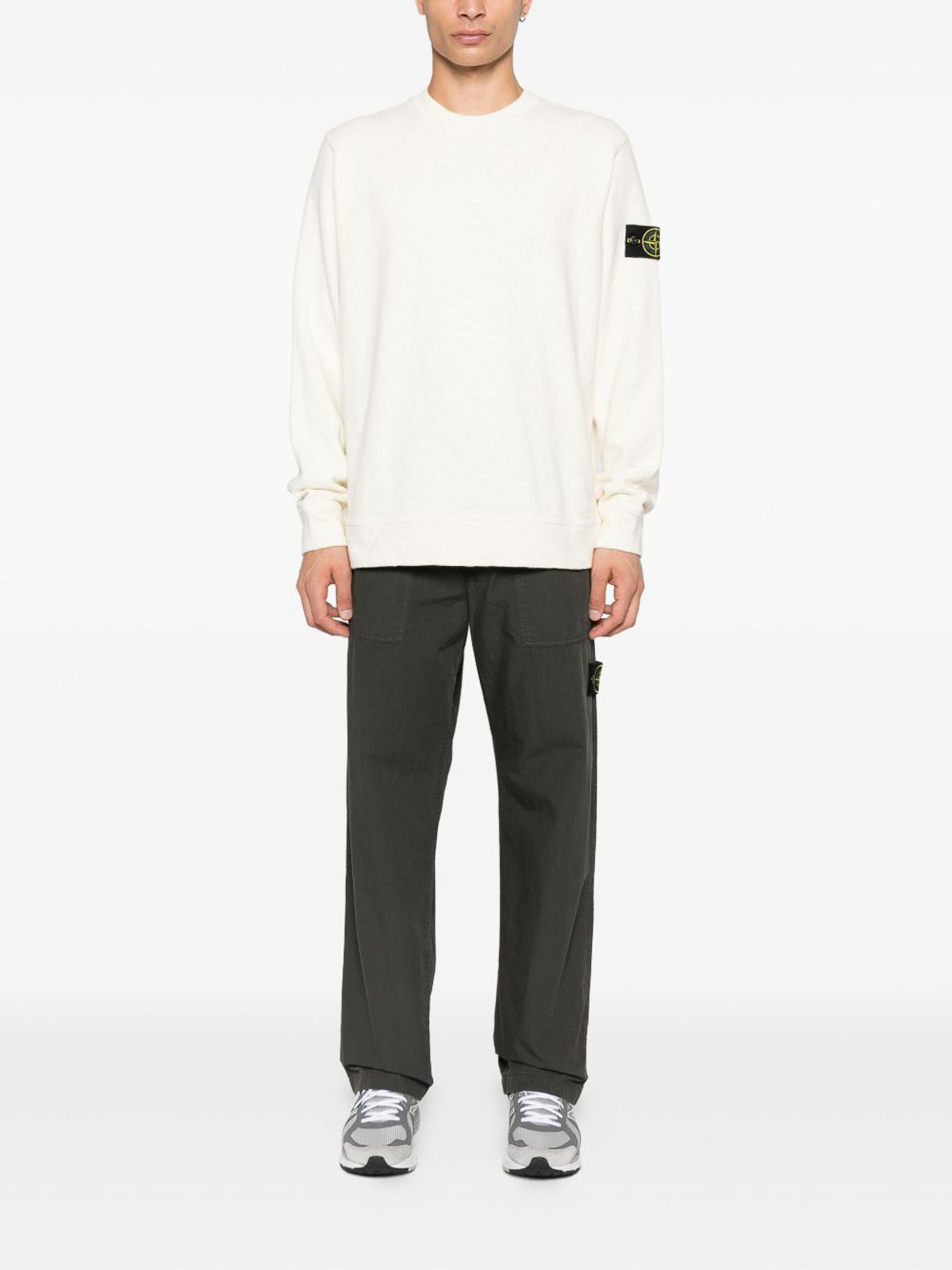 Stone Island Vanis Brushed Heavy Cotton Jersey In White
