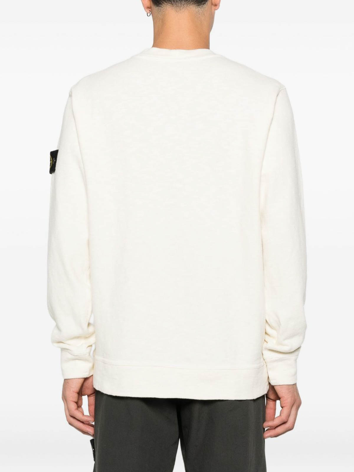 Stone Island Vanis Brushed Heavy Cotton Jersey In White