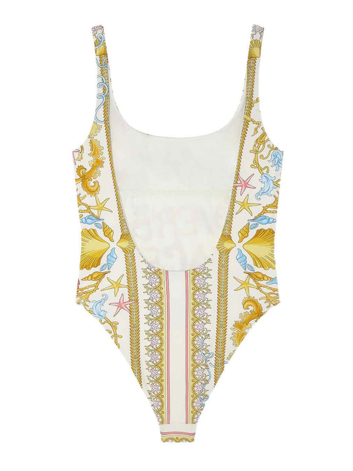 Versace Underwater Barocco Print One-piece Swimsuit In Multi