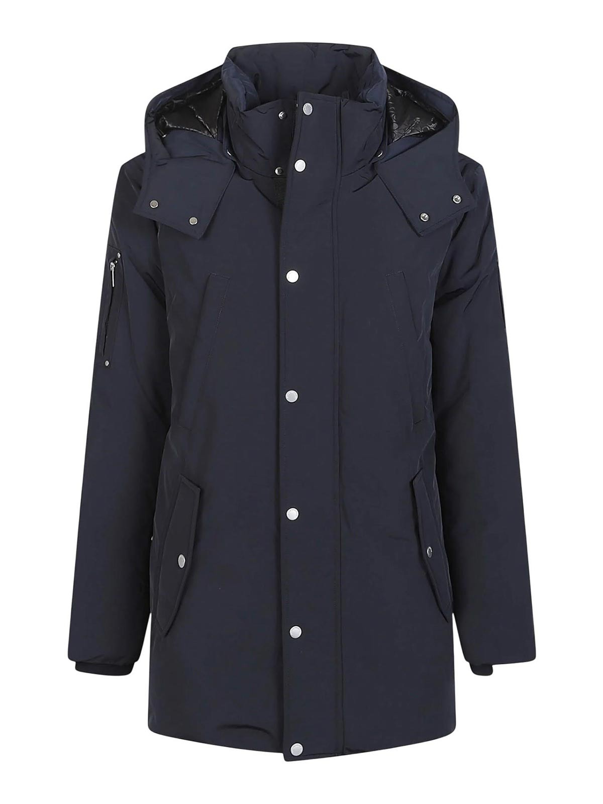 Moose Knuckles Hooded Coat In Blue