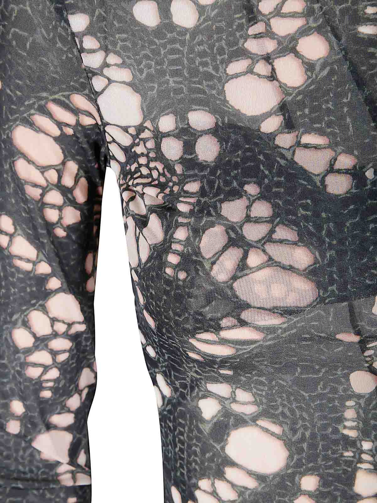 Avavav Hooded Top Printed Distressed Knit In Black