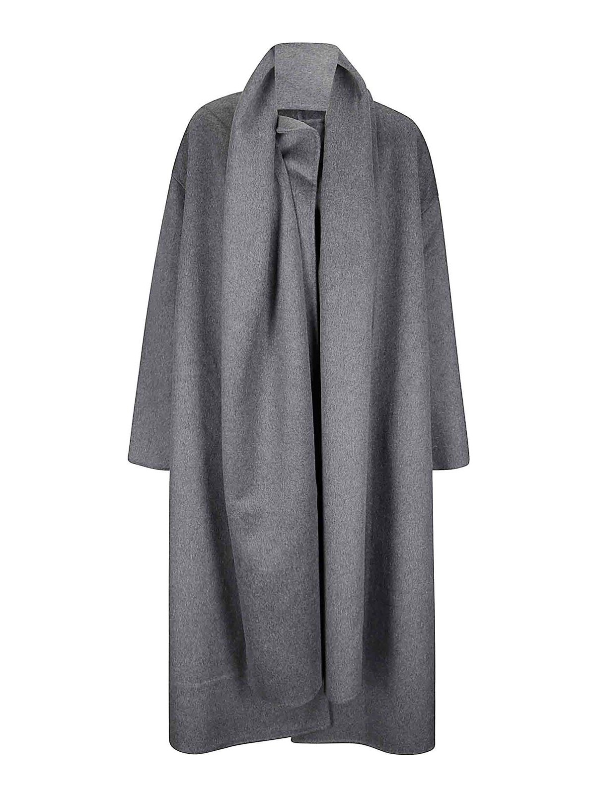 Calvin Klein Dbl Face Wool Scarf Coat In Black