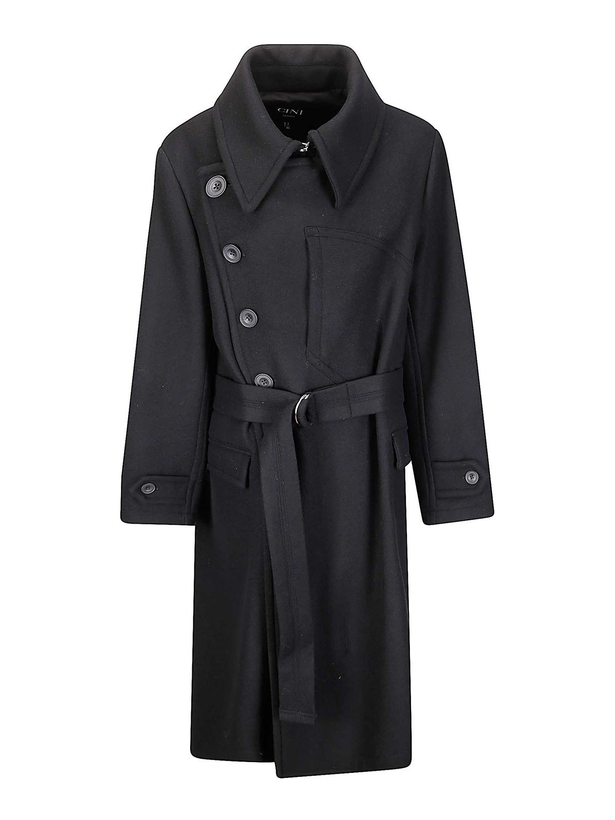 Cini Belted Coat In Black