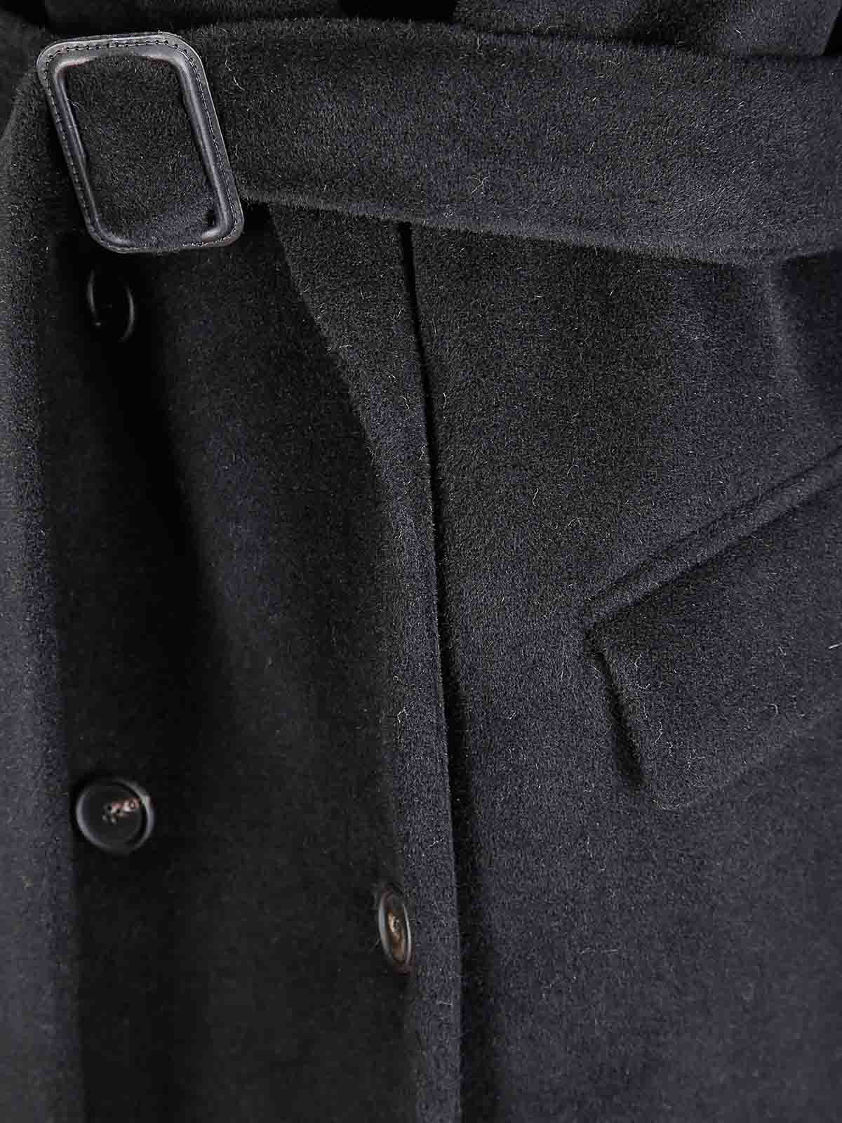 Tagliatore Long Belted Double-breasted Wool Coat In Black
