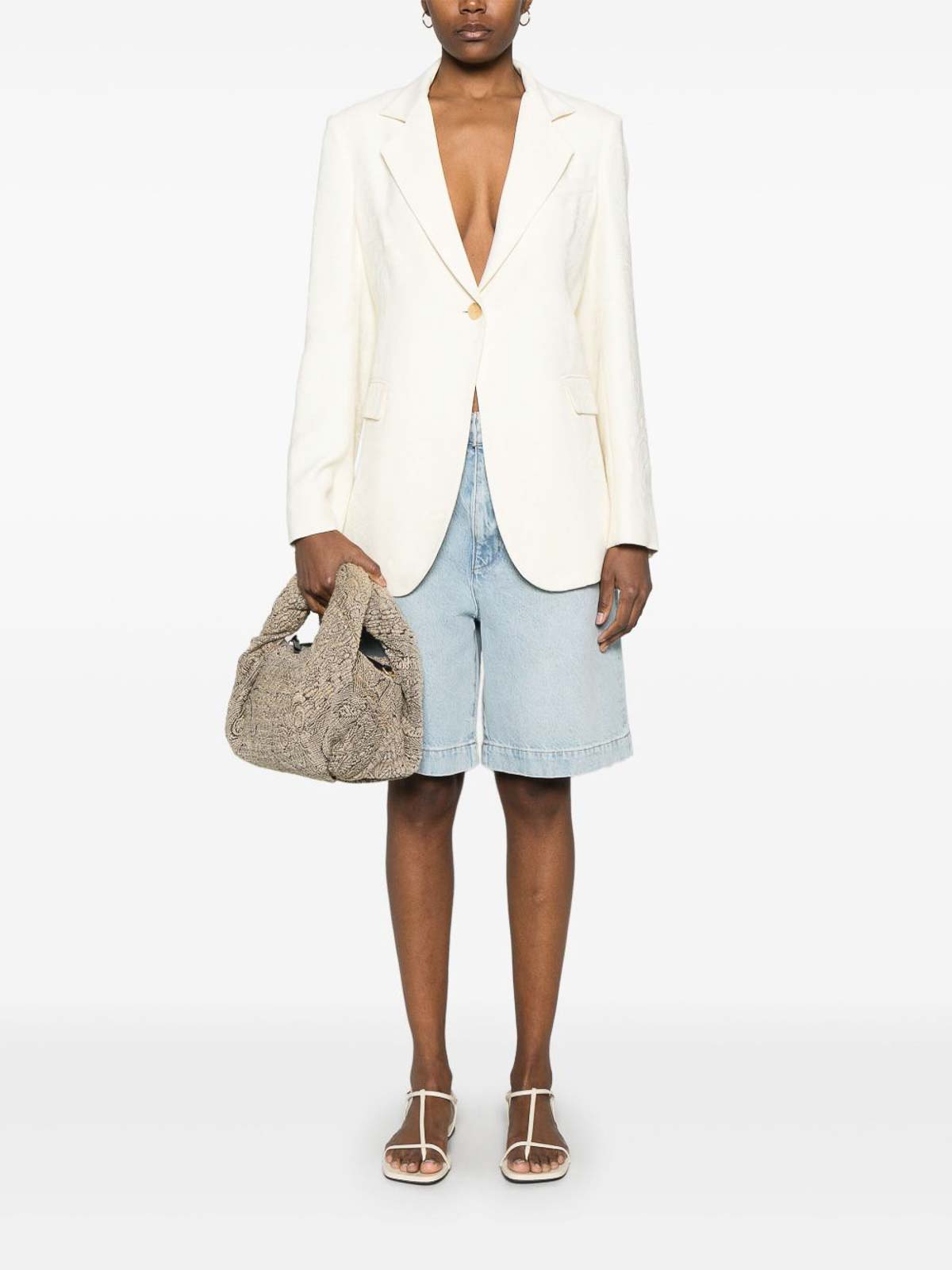 Etro Single-breasted Viscose Blazer In White