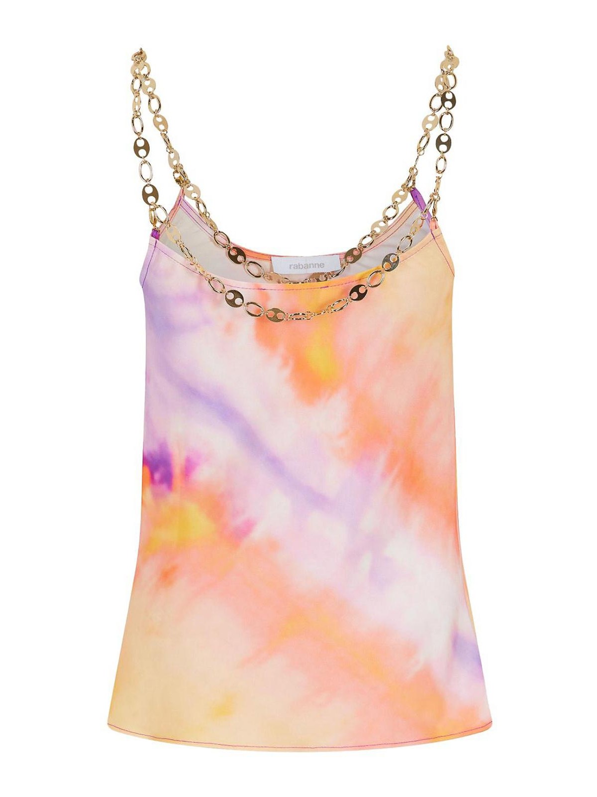 Rabanne Printed Satin Top In Orange