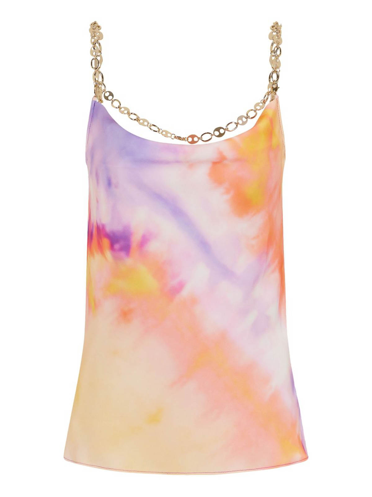 Rabanne Printed Satin Top In Orange