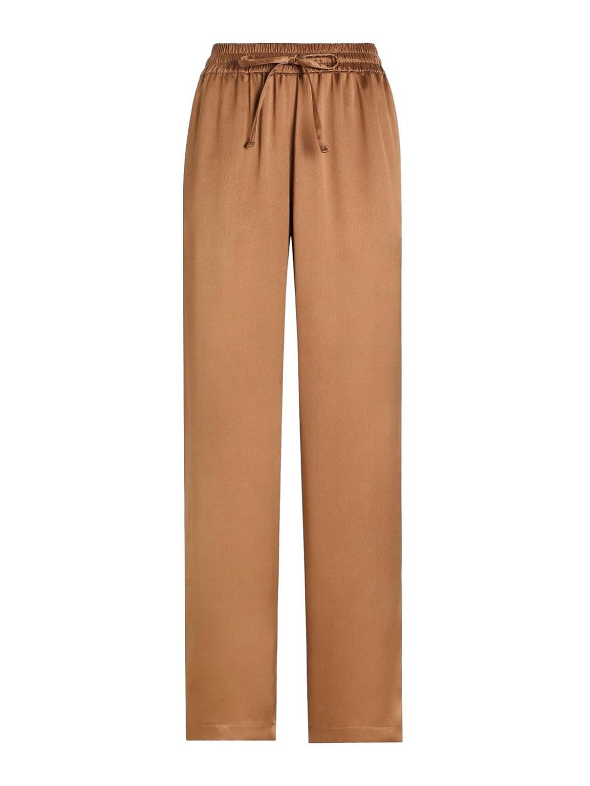Dolce & Gabbana Double Silk Satin Pajama Pants In Brown