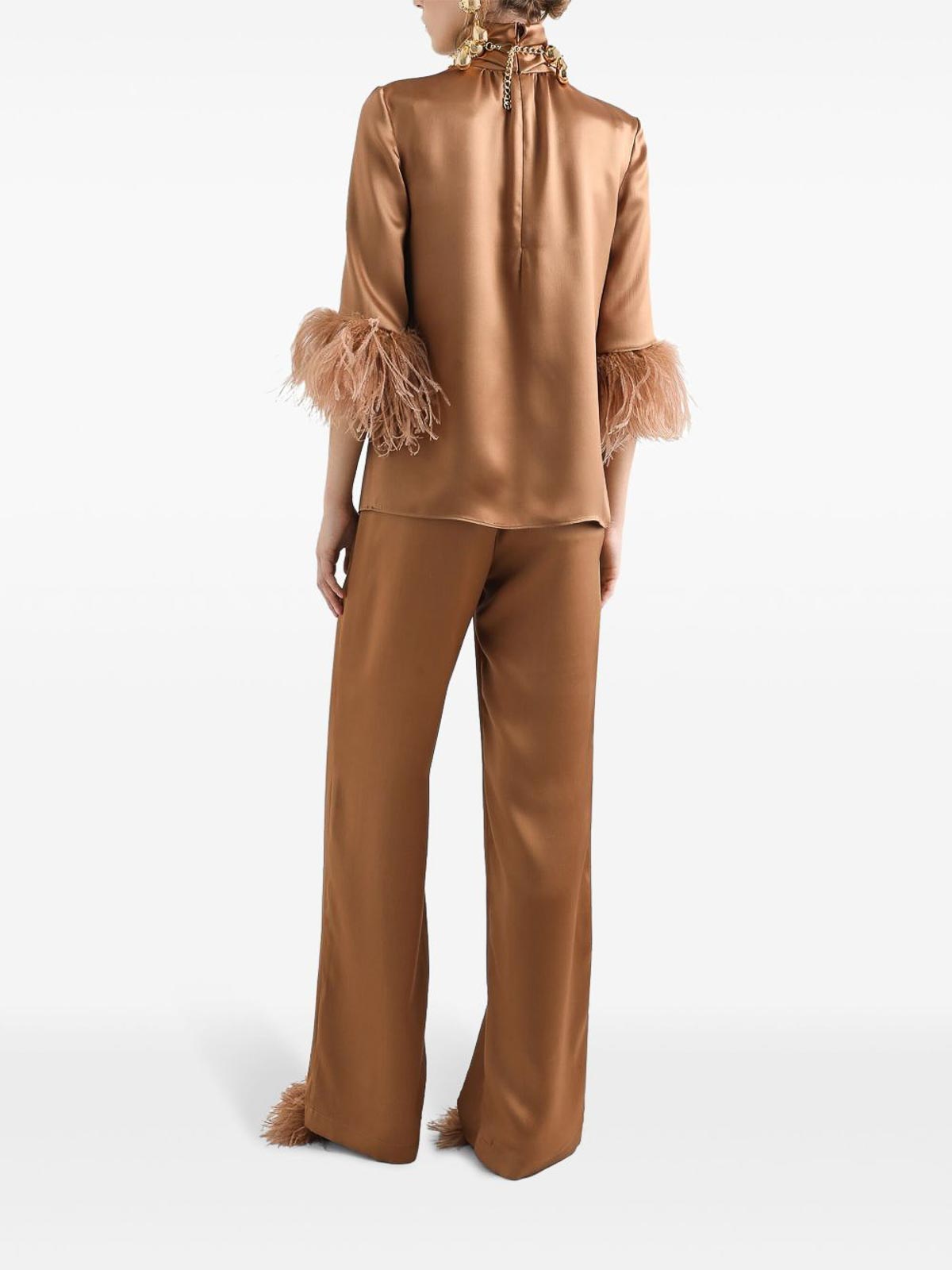 Dolce & Gabbana Double Silk Satin Pajama Pants In Brown