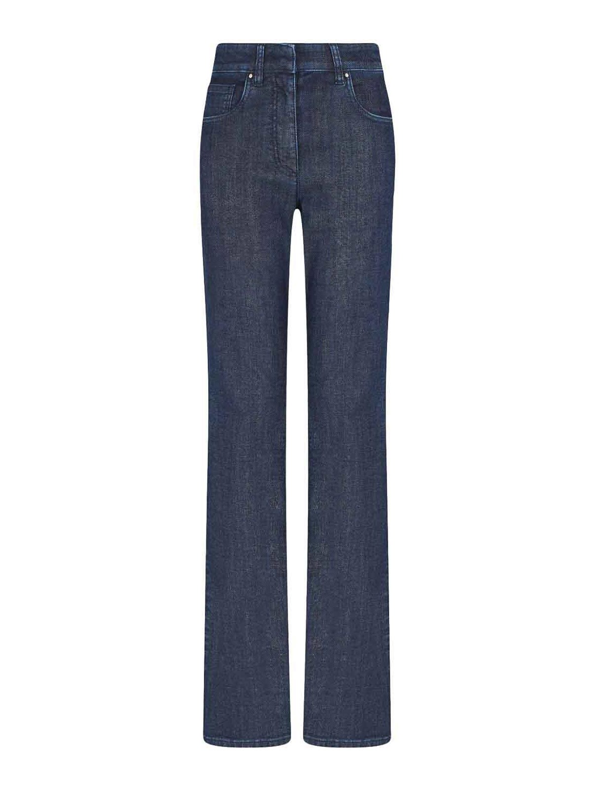 Giorgio Armani 5-pocket Stretch Denim Flared Trousers In Blue