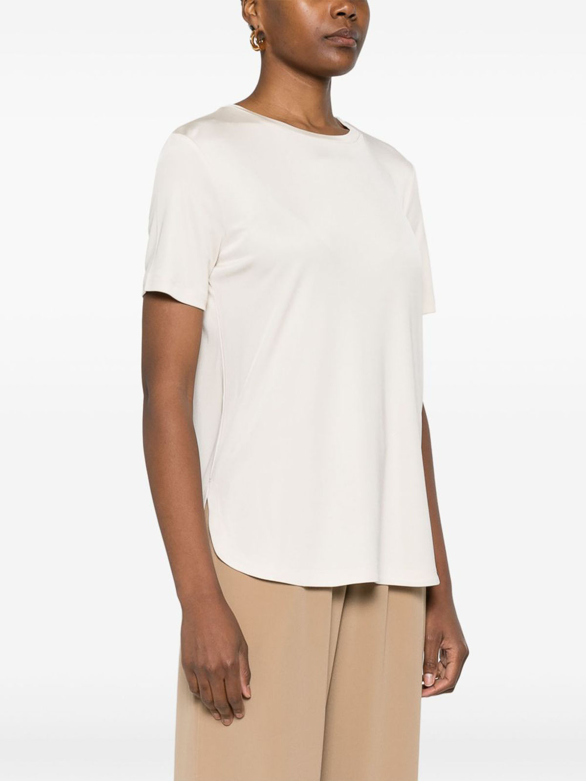Max Mara T-shirt In Silk Interlock In White
