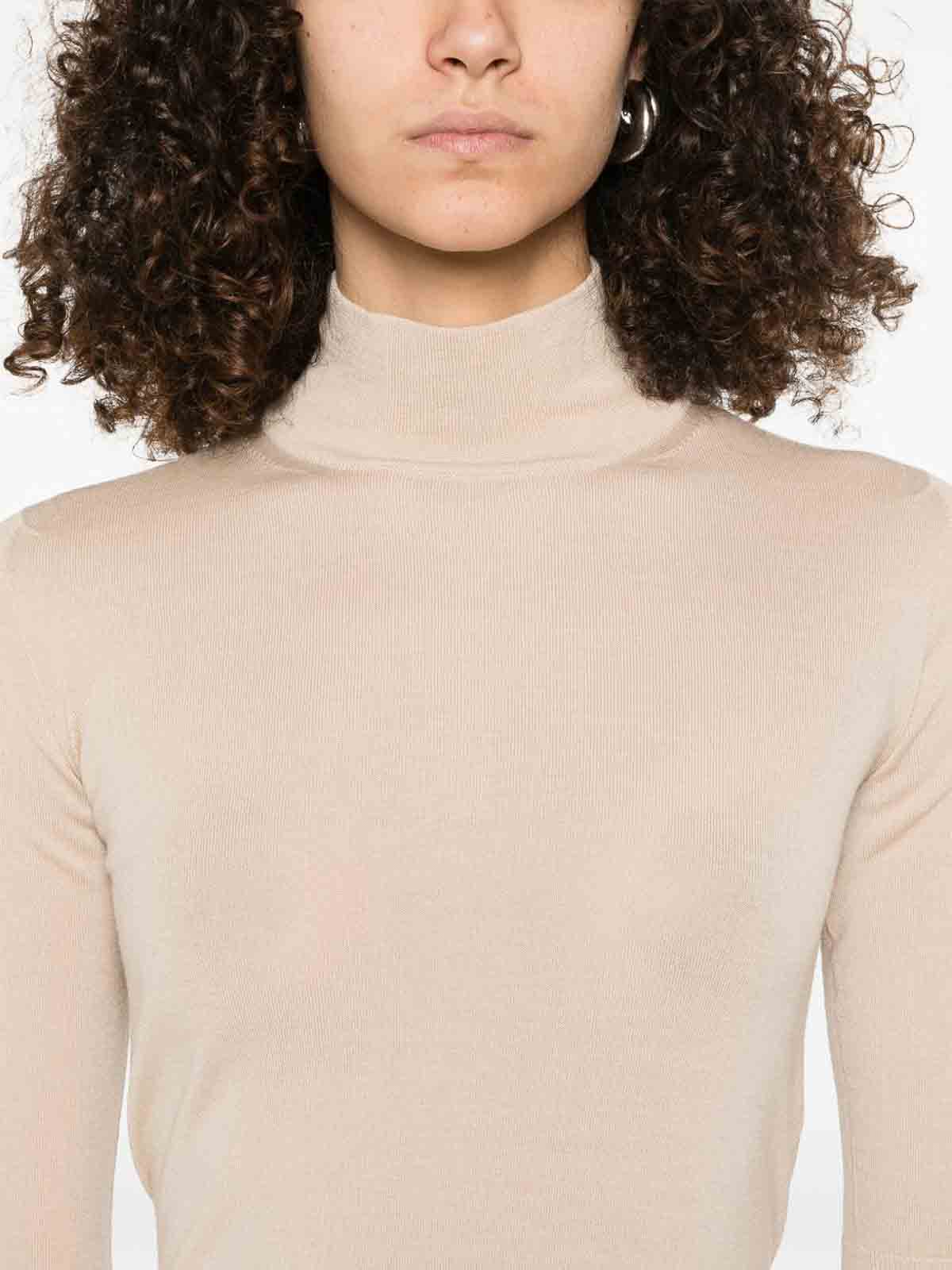 Max Mara Turtleneck In Wool Yarn In Neutral