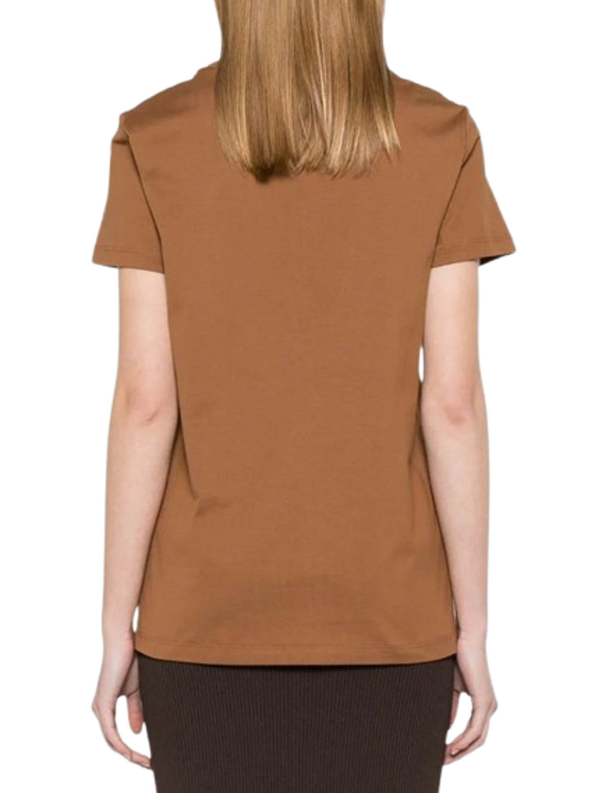 Max Mara Cotton T-shirt With Embroidery In Brown