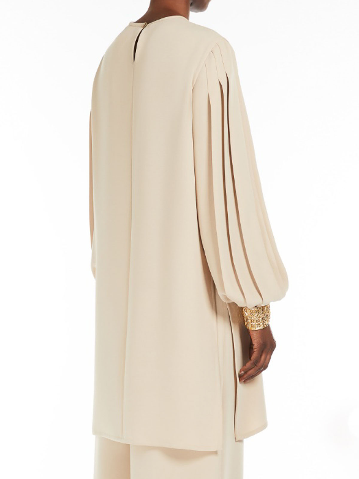 Max Mara Ramadam Cady Blouse With Pleated Sleeves In Neutral