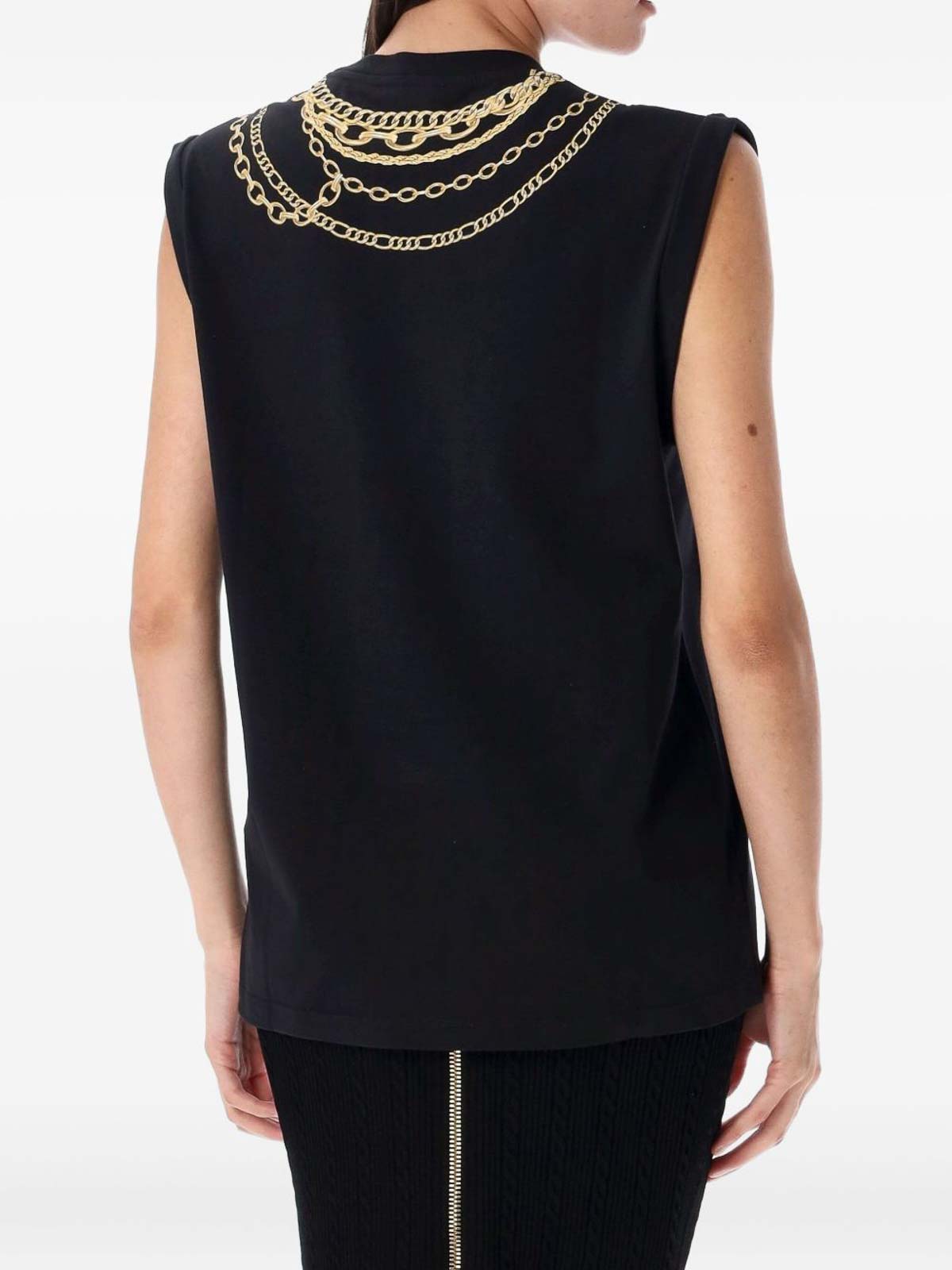 Balmain Tank Top With Collier Print In Black