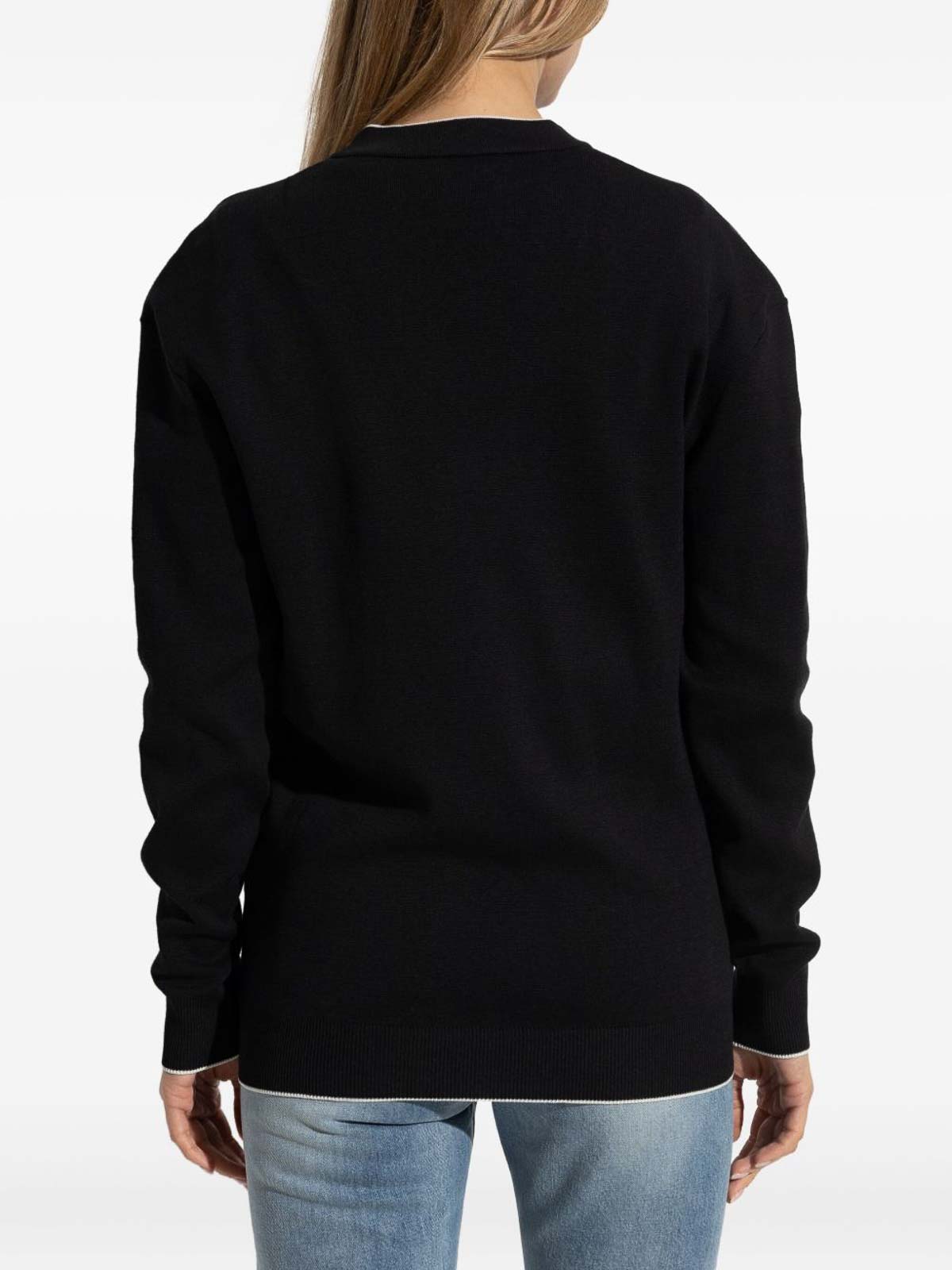 Balmain Cardigan Sweater With Silk Embroidery In Black