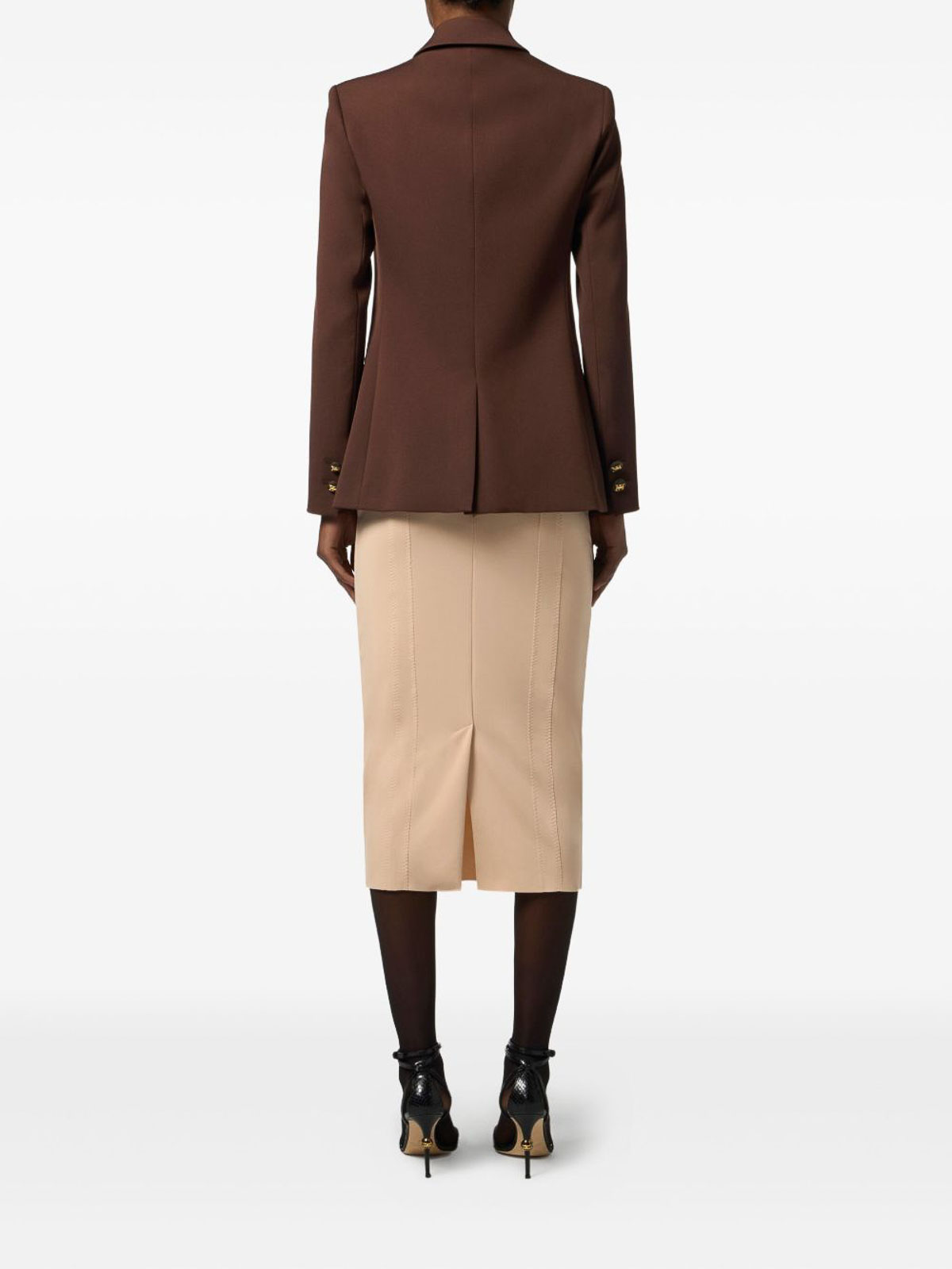 Elisabetta Franchi Cotton Gabardine Jacket In Brown