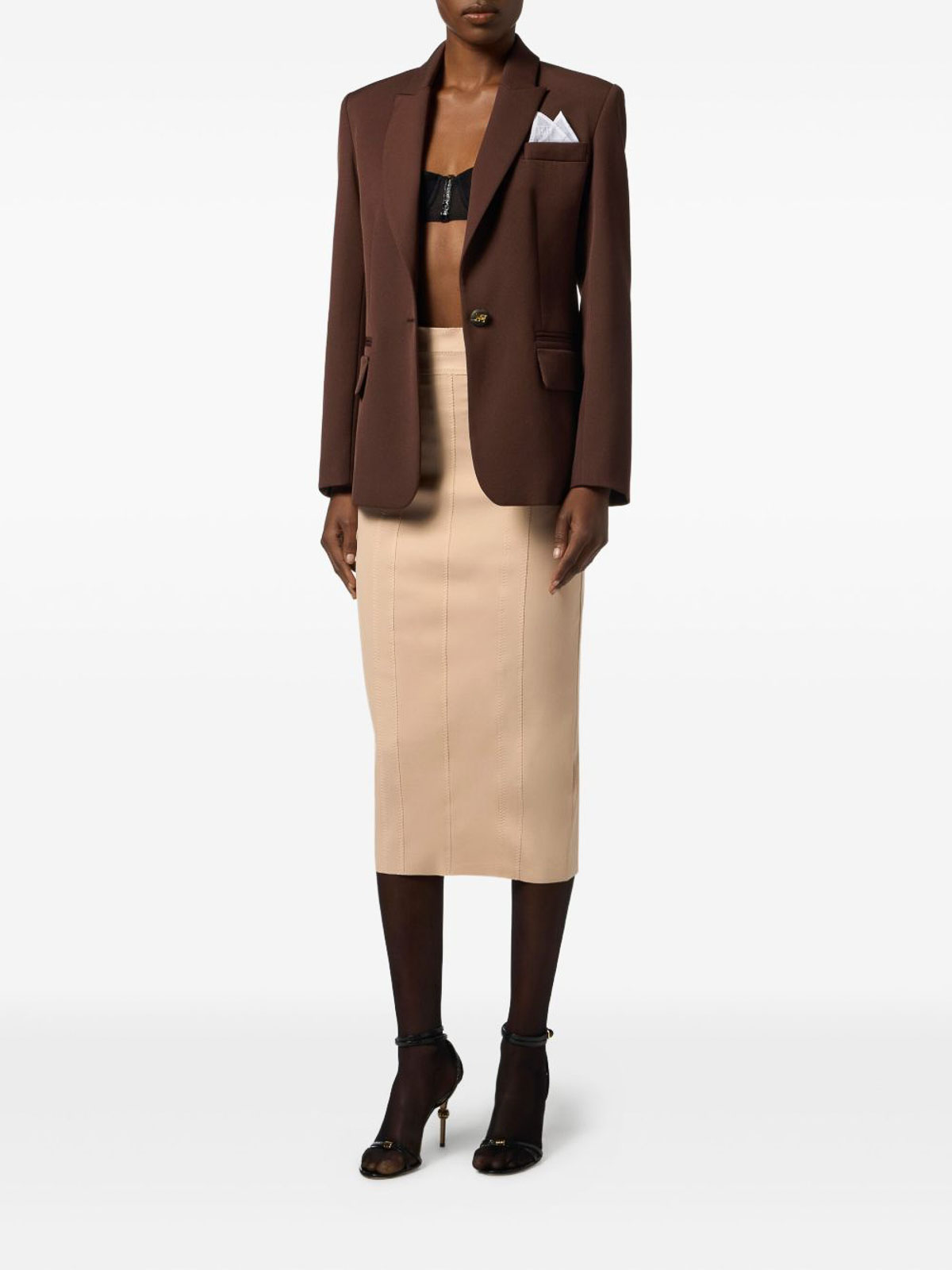 Elisabetta Franchi Cotton Gabardine Jacket In Brown