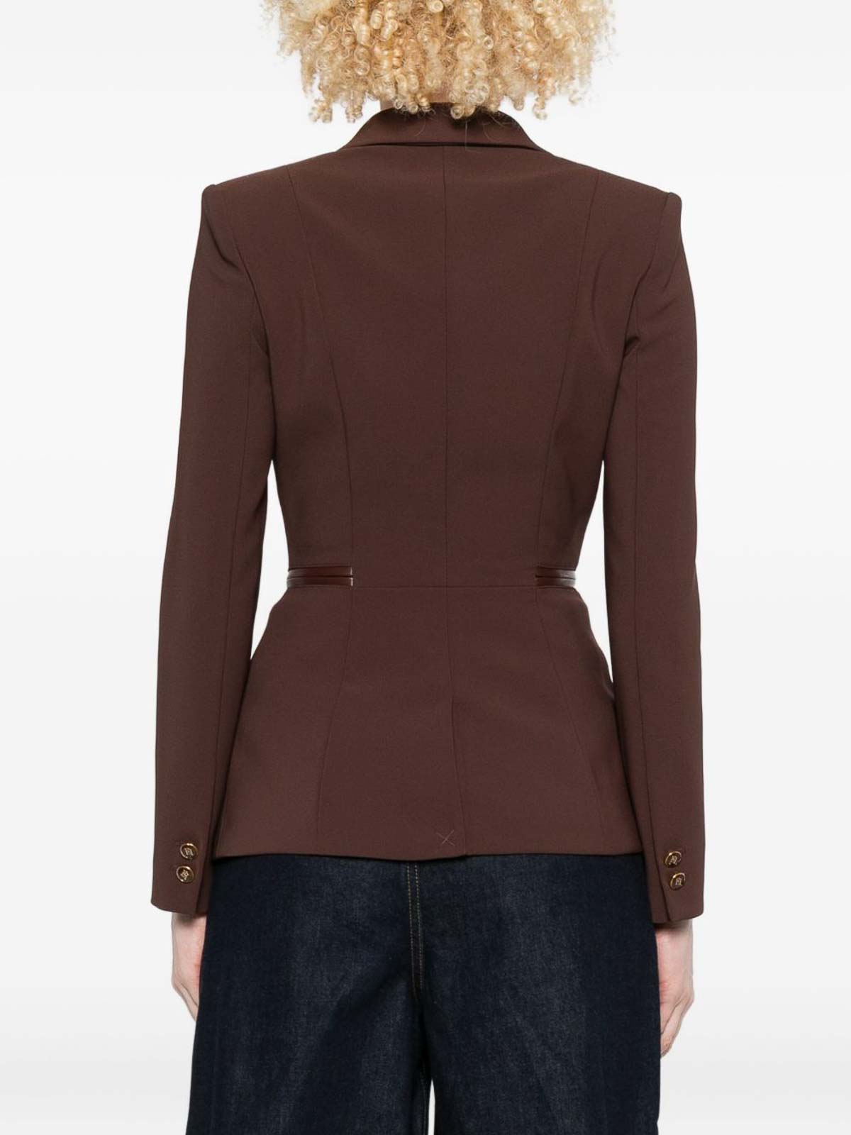 Elisabetta Franchi Lightweight Crepe Jacket With Zip Details By In Brown