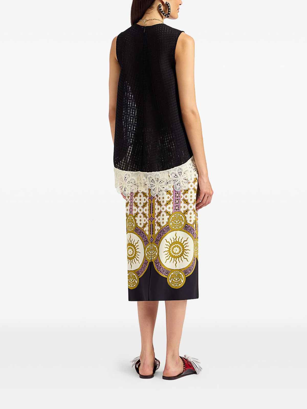 La Doublej Patterned Pencil Skirt In White