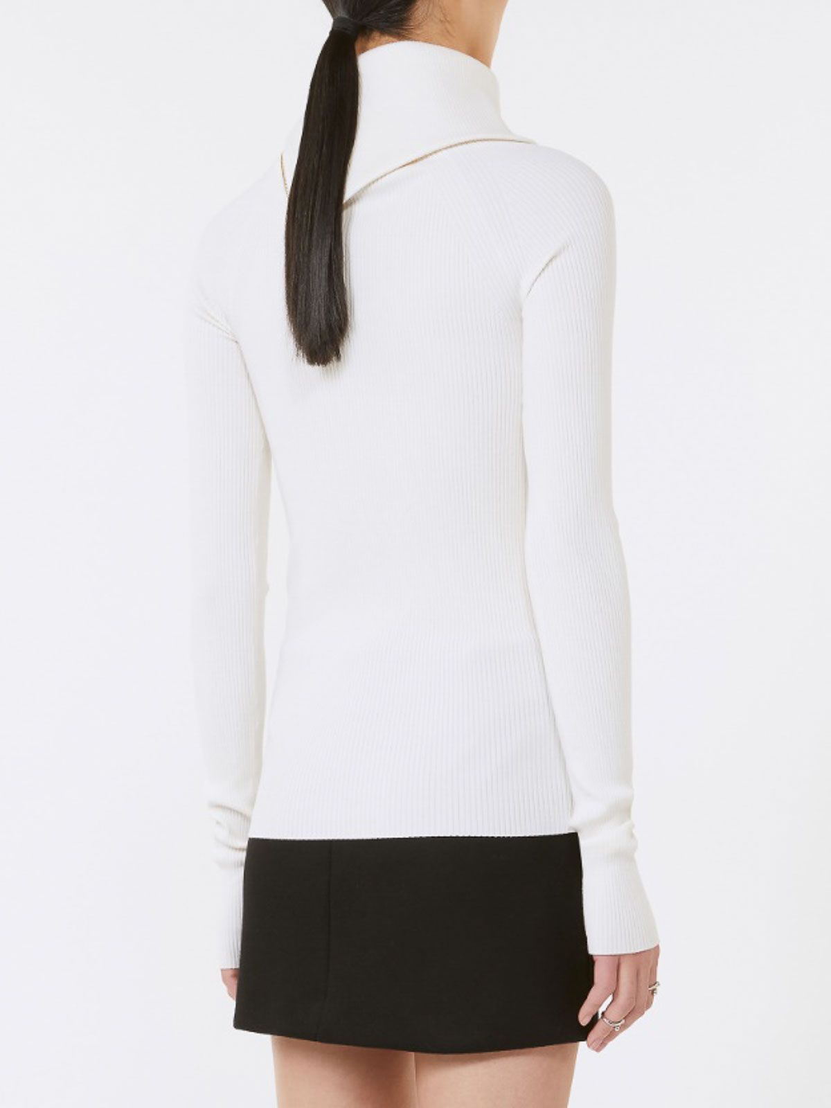 Sportmax Zip-up Turtleneck Sweater In White