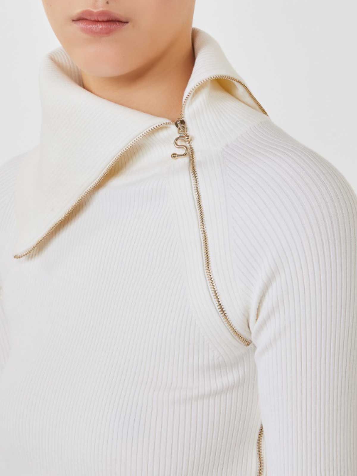 Sportmax Zip-up Turtleneck Sweater In White
