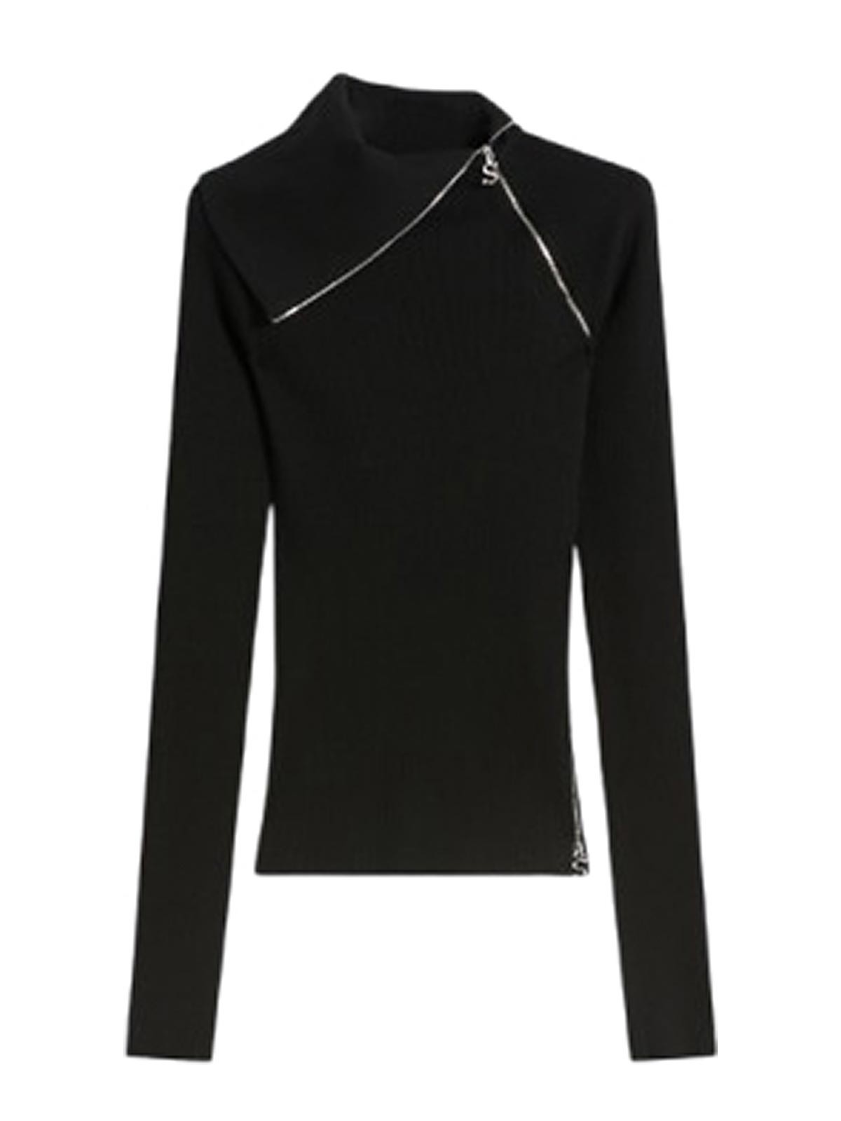 Sportmax Zip-up Turtleneck Sweater In Black