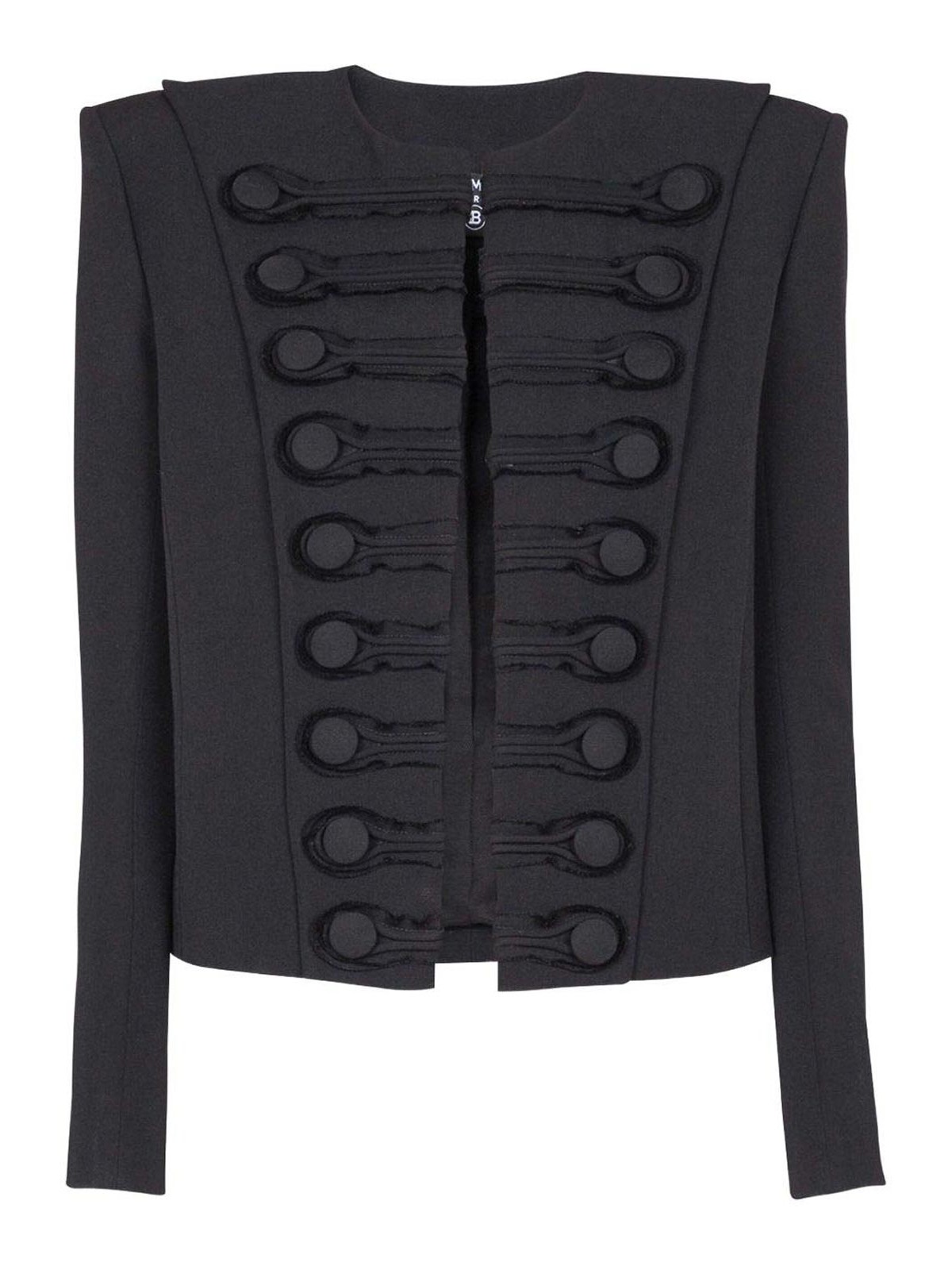 Balmain Spencer Button-embellished Grain De Poudre Wool Jacket In Black
