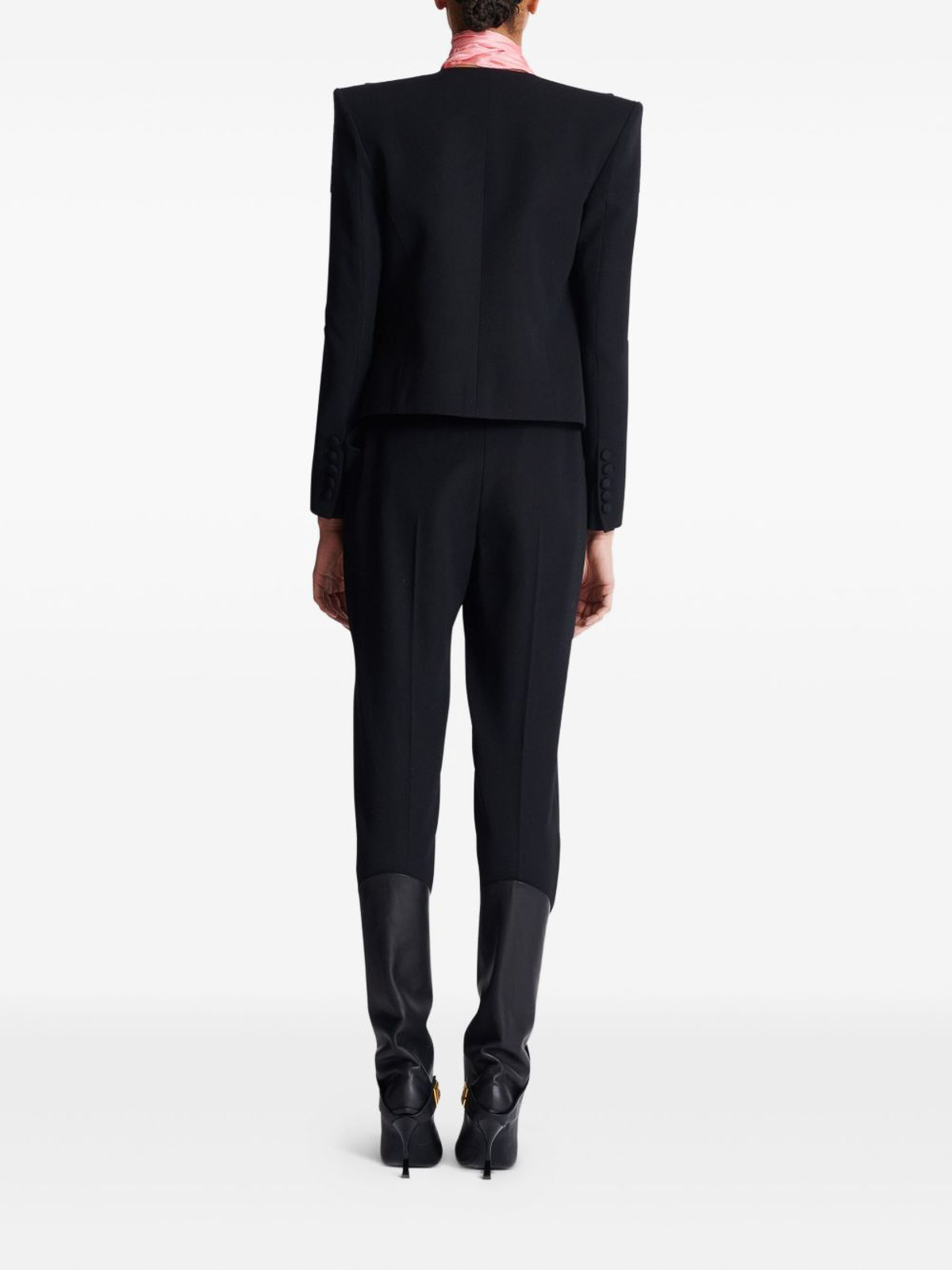 Balmain Spencer Button-embellished Grain De Poudre Wool Jacket In Black