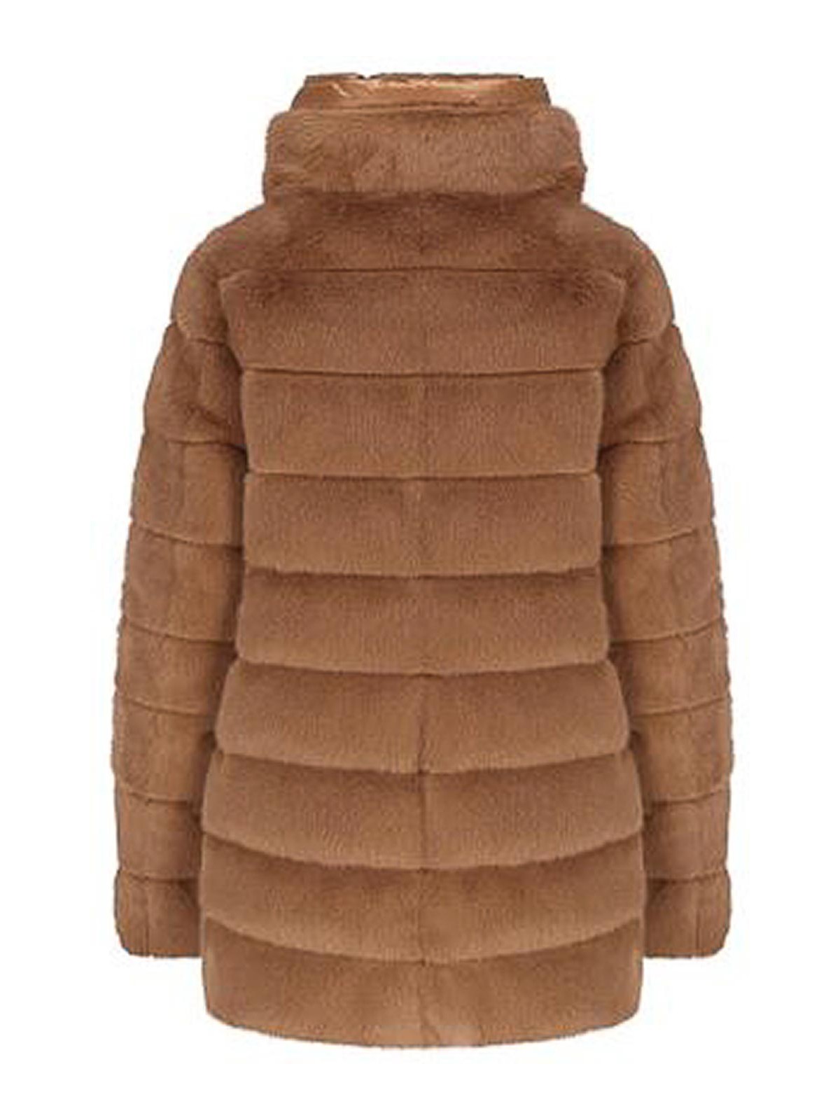 Herno Down Jacket In Eco Fur In Brown