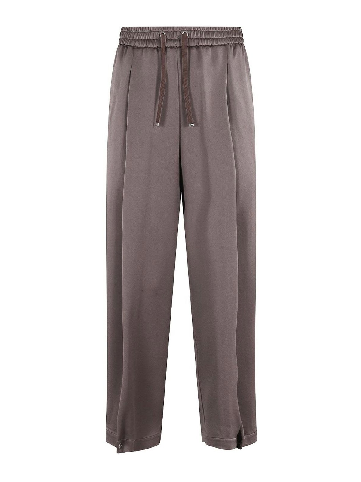 Herno Pleated Trousers With Drawstring In Brown